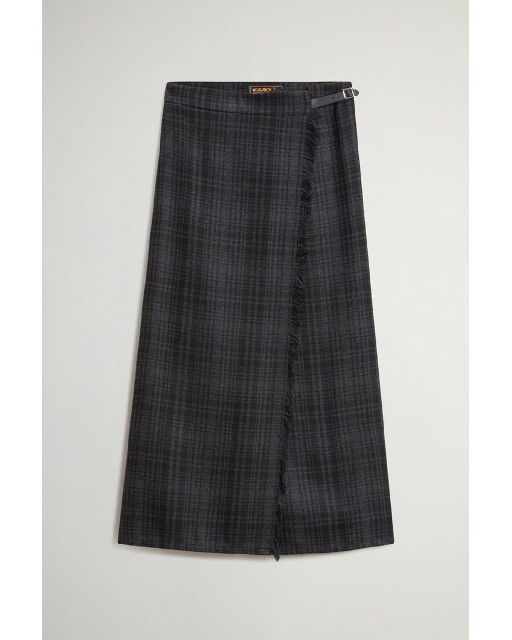 Falda A Cuadros De Mezcla De Lana Para Mujer Talla Woolrich de color Black
