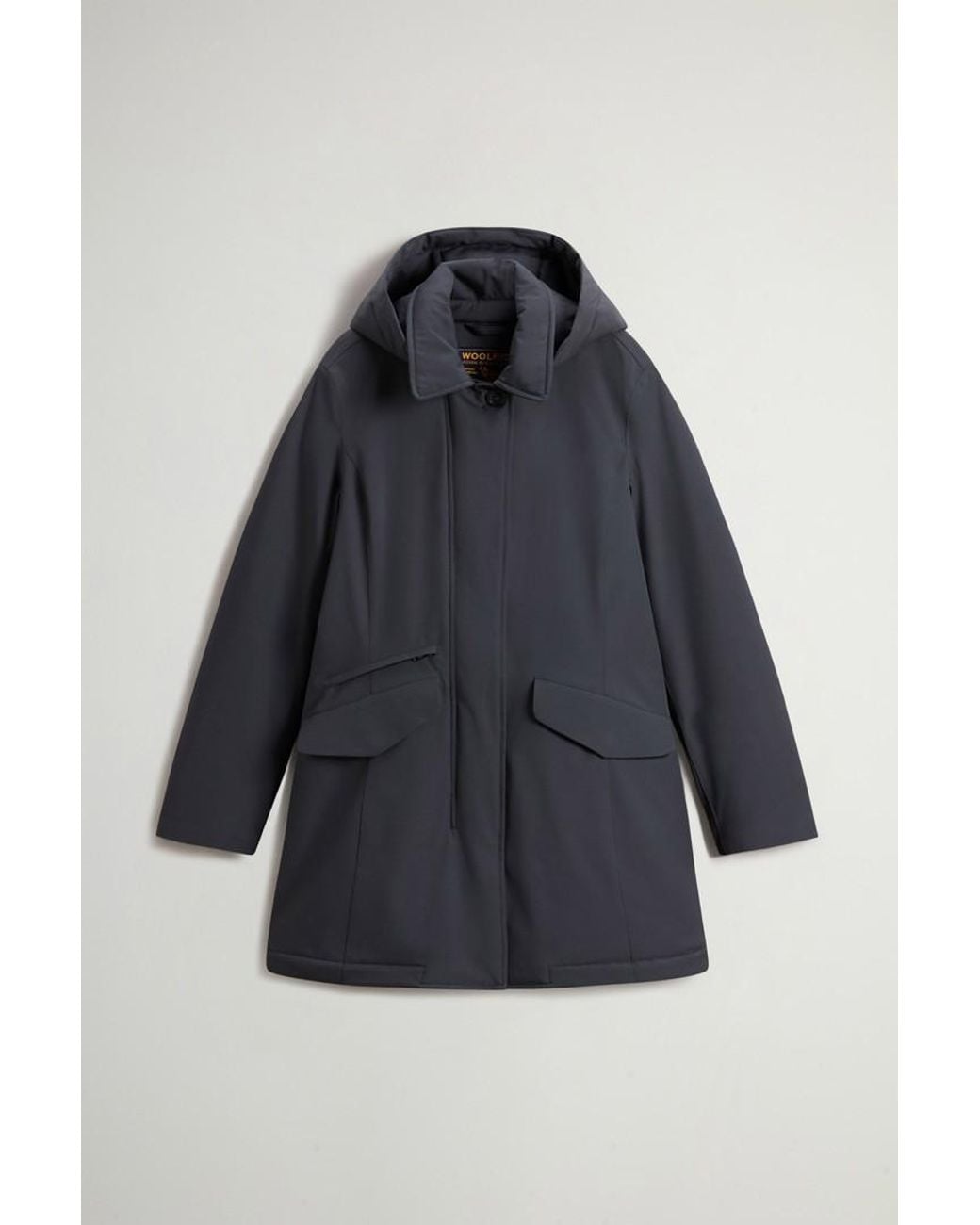 Abrigo De Light Stretch Con Capucha Extraíble Para Mujer Talla Woolrich de color Blue