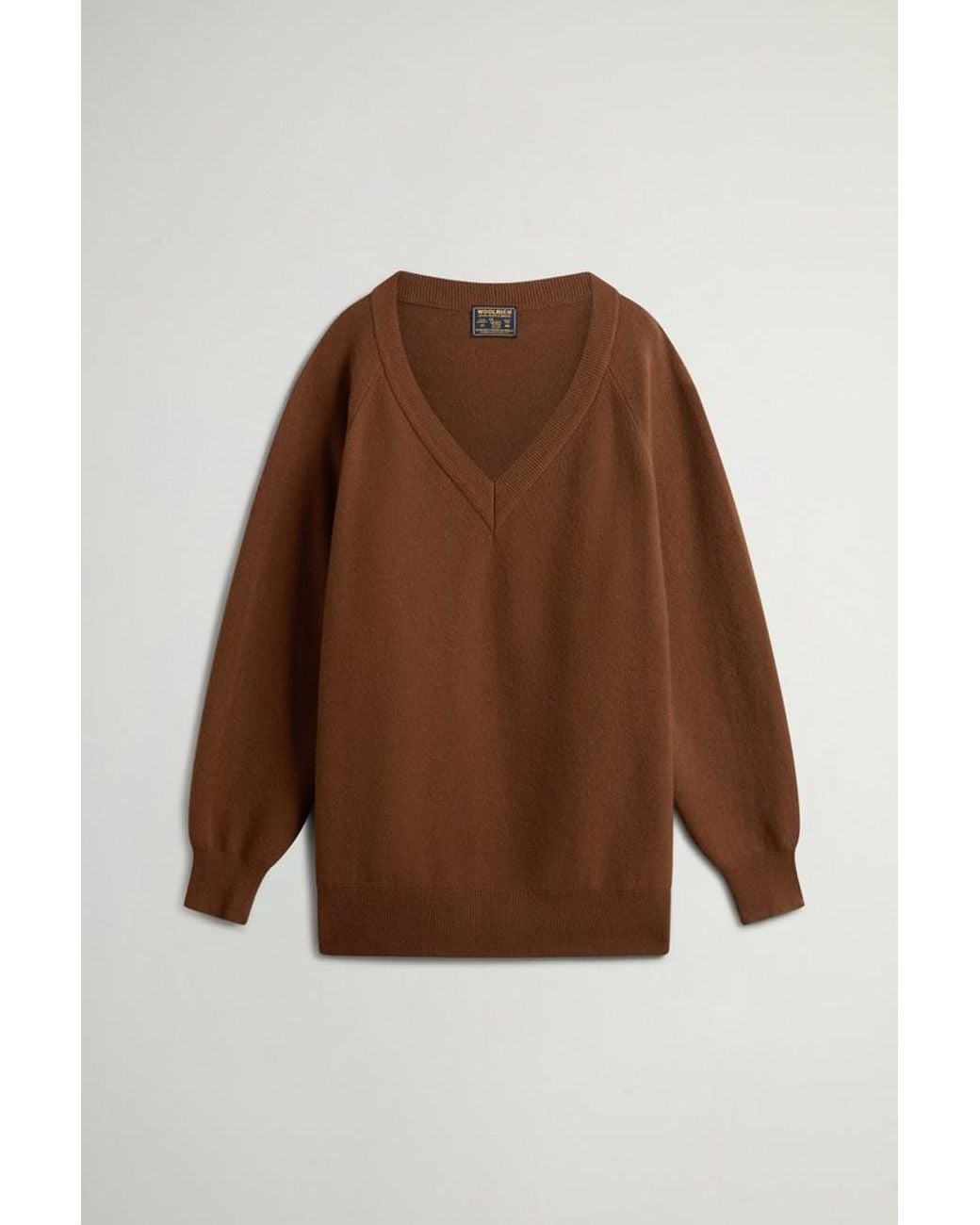 Jersey De Lana Virgen Y Cachemira Para Mujer Talla Woolrich de color Brown
