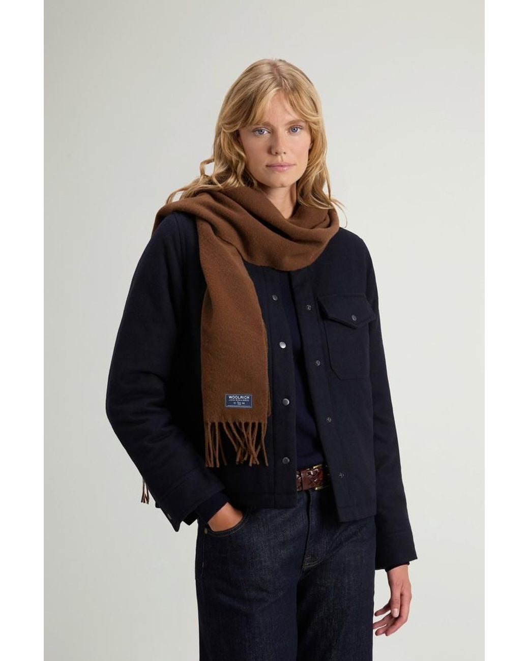 Bufanda De Pura Lana Virgen Para Mujer Talla One Woolrich de color Brown