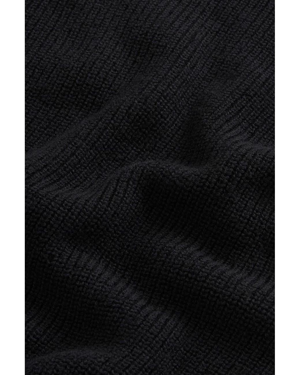 Jersey De Cuello Alto De Pura Lana Virgen Merina Acanalado Para Hombre Talla Woolrich de hombre de color Black