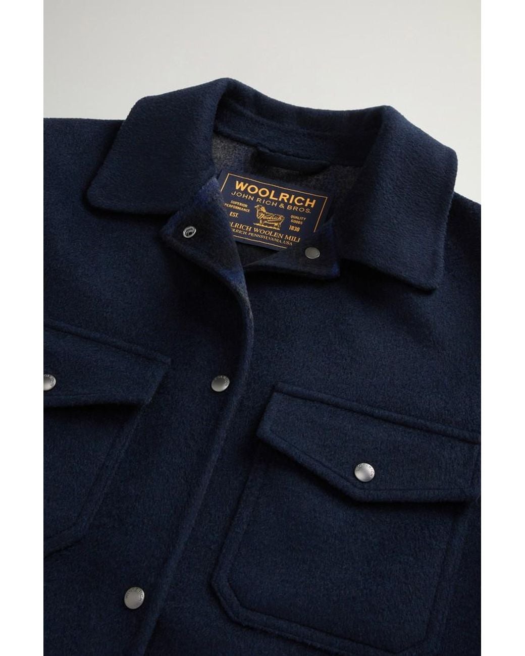 Abrigo De Mezcla De Lana Doble Para Mujer Talla Woolrich de color Blue
