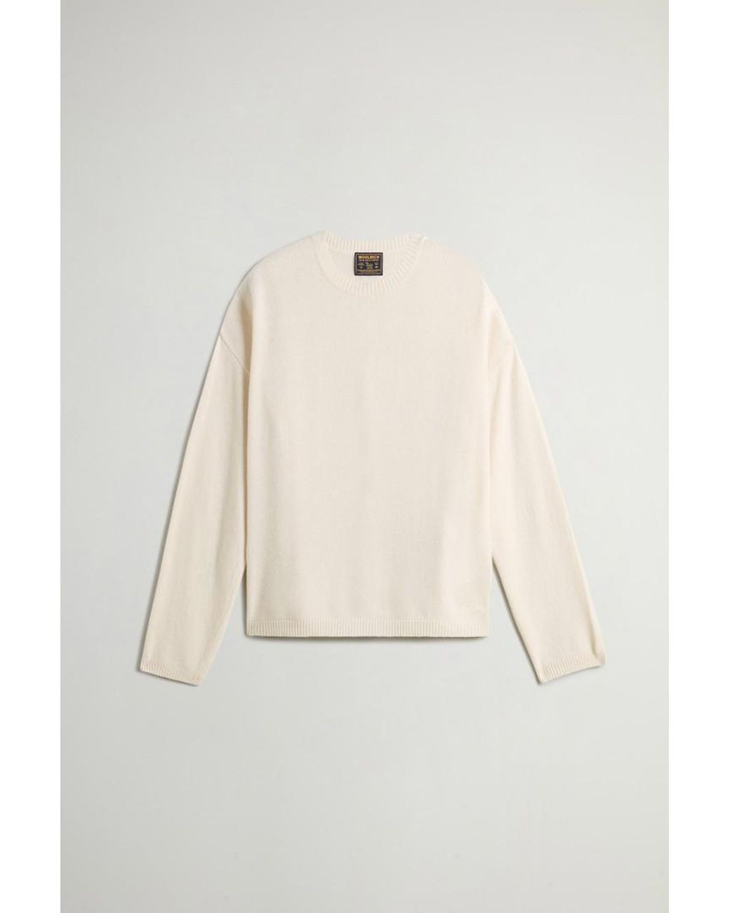 Jersey De Cuello Redondo De Mezcla De Lana Y Cachemira Para Mujer Talla Woolrich de color White