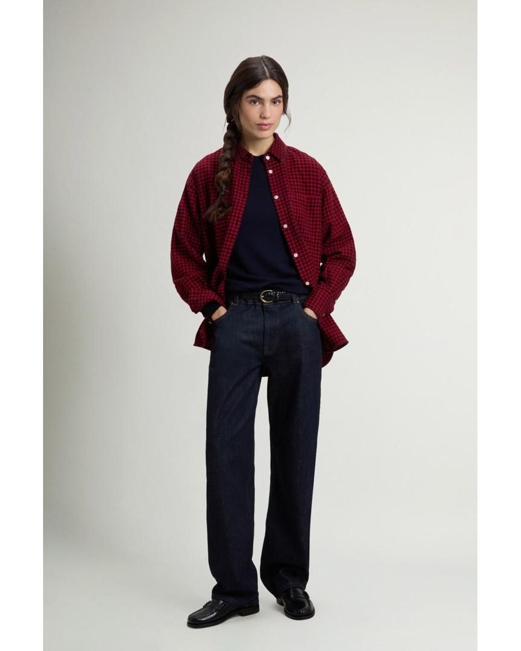 Camisa A Cuadros De Franela De Puro Algodón Para Mujer Talla Woolrich de color Red