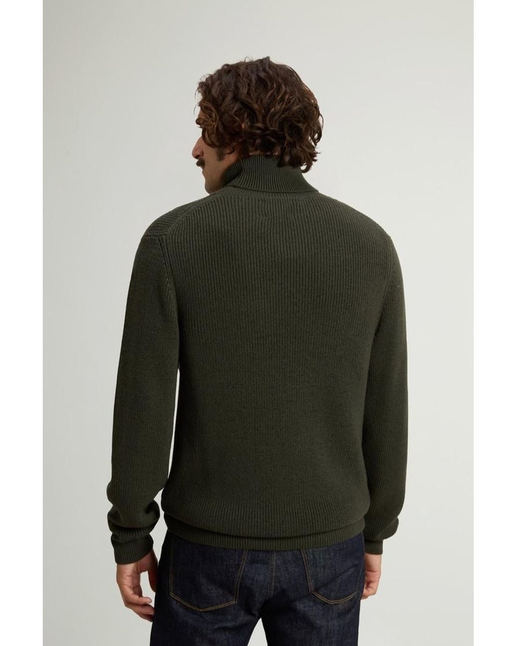 Jersey De Cuello Alto De Pura Lana Virgen Merina Acanalado Para Hombre Talla Woolrich de hombre de color Black