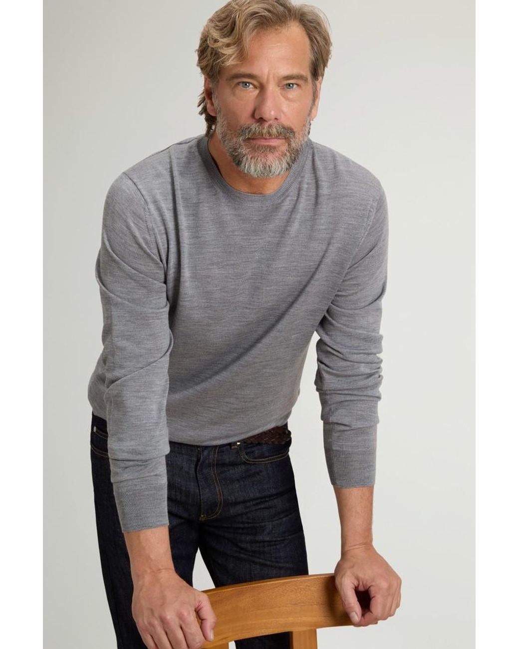 Jersey De Cuello Redondo De Pura Lana Virgen Merina Para Hombre Talla Woolrich de hombre de color Gray