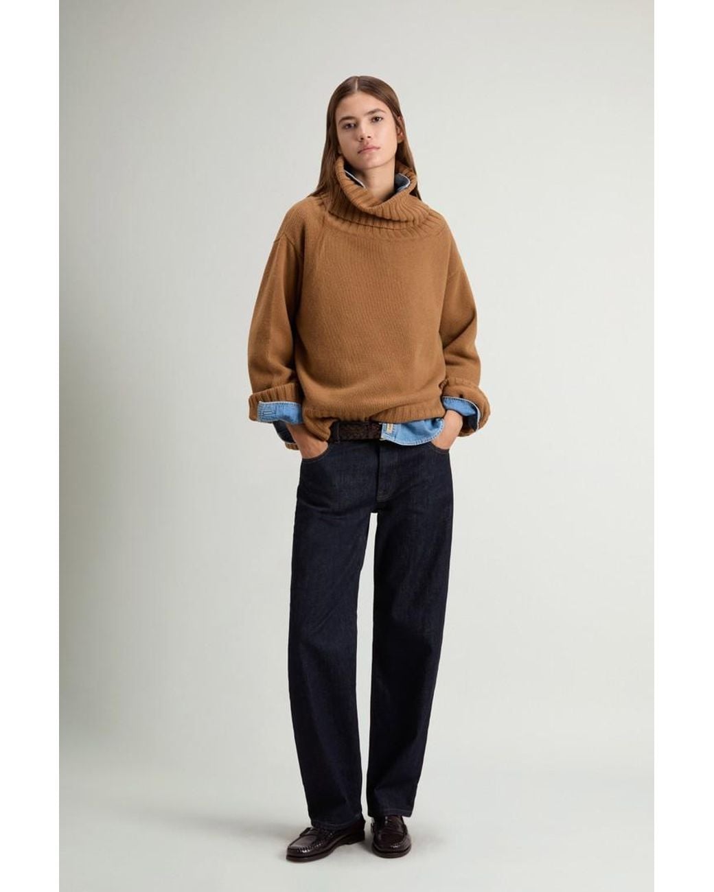 Jersey De Cuello Alto De Mezcla De Lana Y Cachemira Para Mujer Talla Woolrich de color Natural