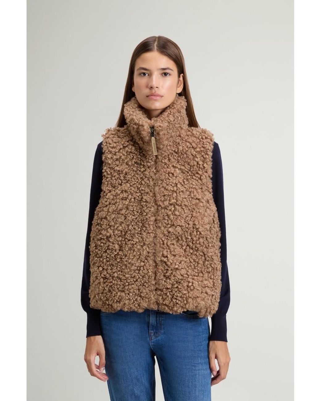 Chaleco Híbrido De Pelo Sintético Y Nailon Acolchado Para Mujer Talla Woolrich de color Blue