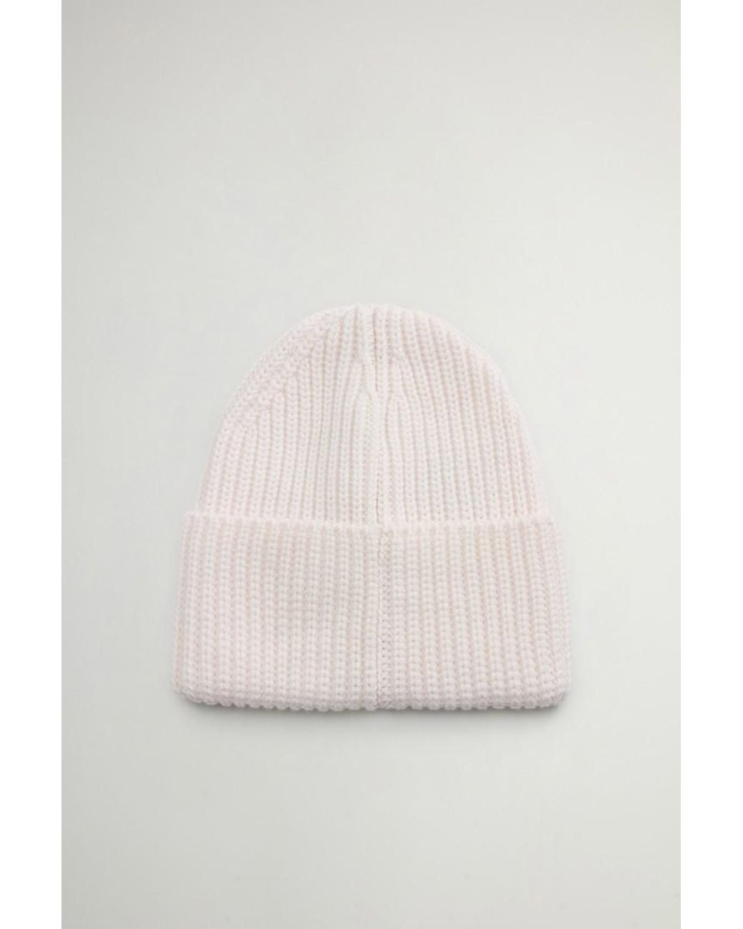 Gorro De Pura Lana Virgen Merina Acanalada Para Mujer Talla Woolrich de color Natural