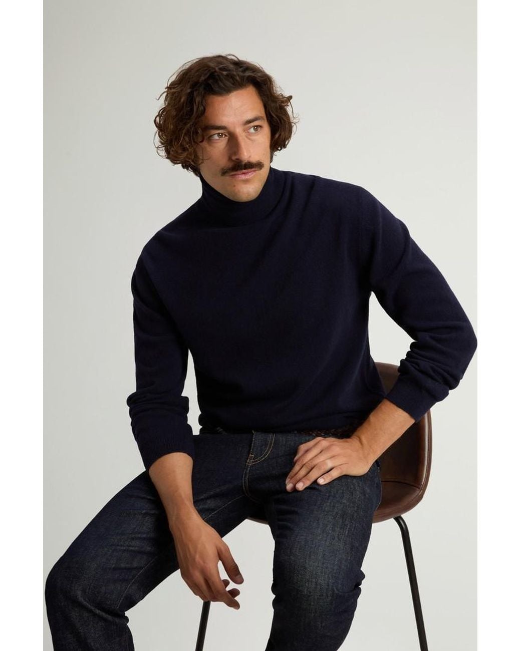 Jersey De Cuello Alto De Pura Lana Virgen Para Hombre Talla Woolrich de hombre de color Blue