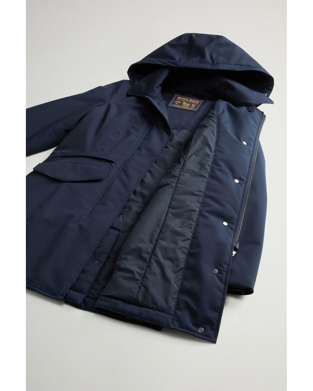 Abrigo De Light Stretch Con Capucha Extraíble Para Mujer Talla Woolrich de color Blue