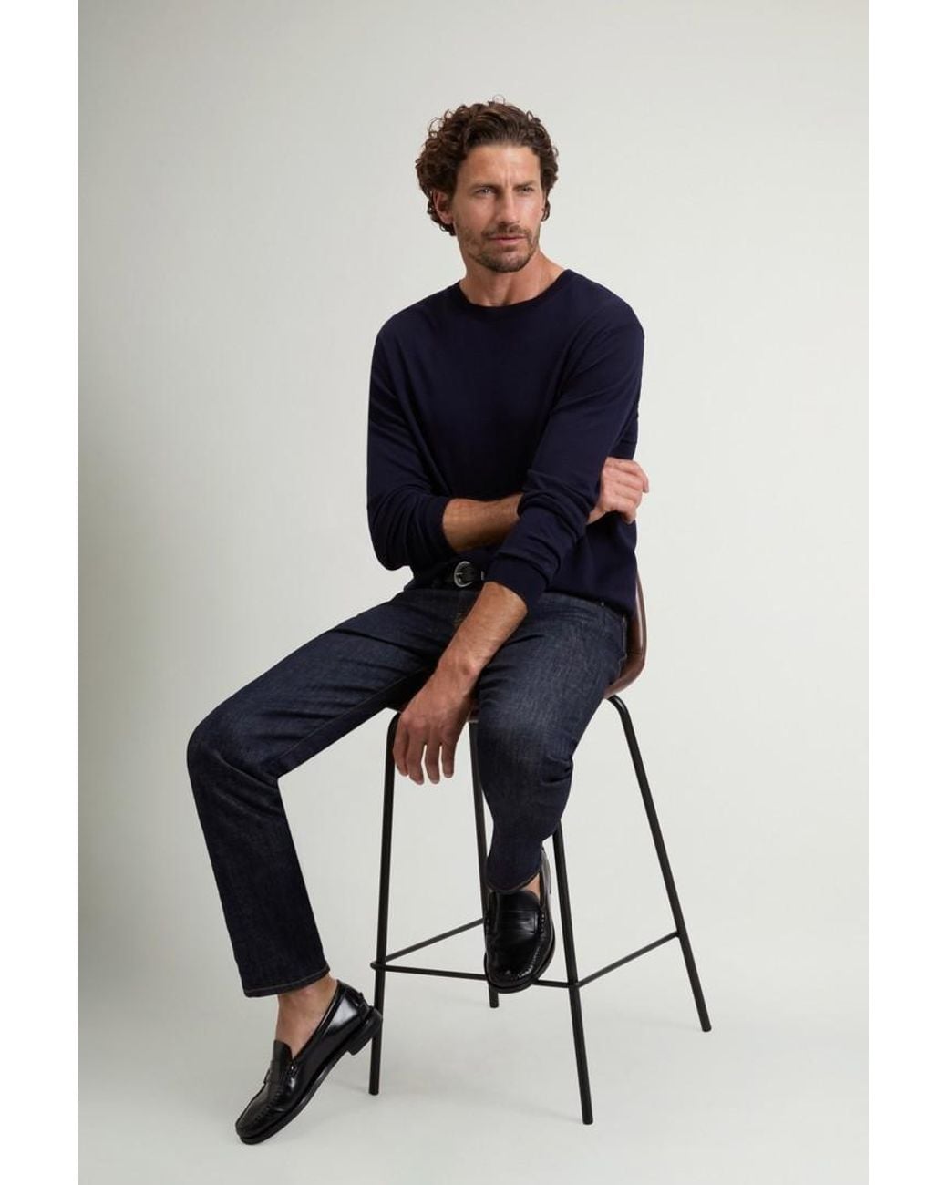 Jersey De Cuello Redondo De Pura Lana Virgen Merina Para Hombre Talla Woolrich de hombre de color Blue