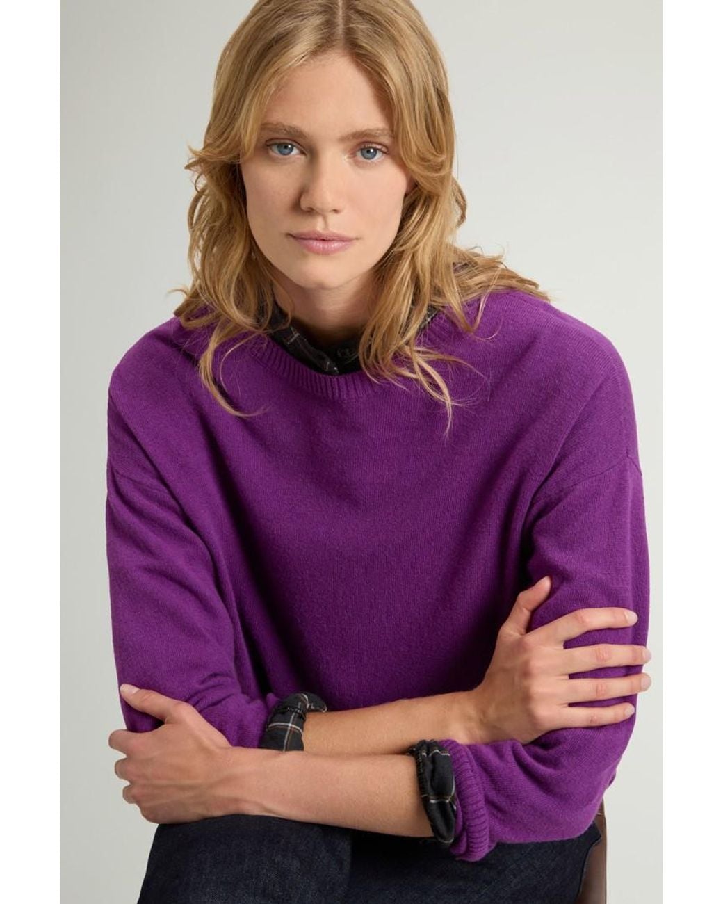 Jersey De Cuello Redondo De Mezcla De Lana Y Cachemira Para Mujer Talla Woolrich de color Purple