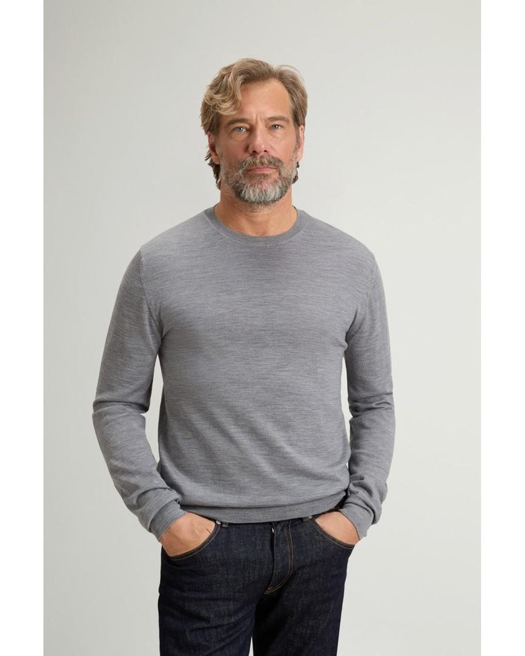 Jersey De Cuello Redondo De Pura Lana Virgen Merina Para Hombre Talla Woolrich de hombre de color Gray