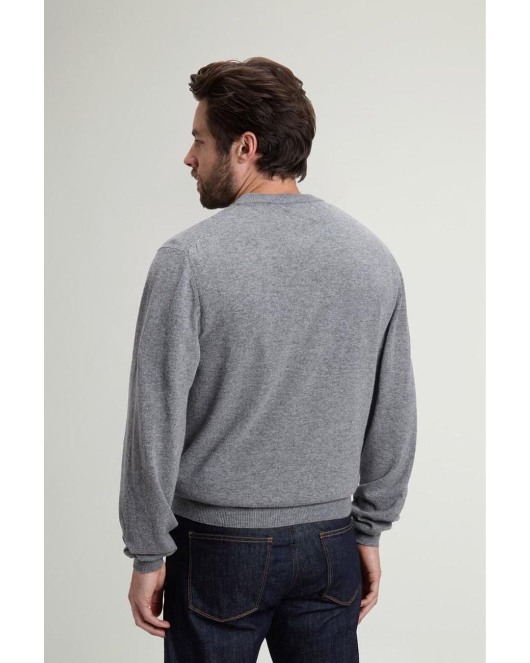 Jersey De Cuello Redondo De Pura Lana Virgen Para Hombre Talla Woolrich de hombre de color Gray