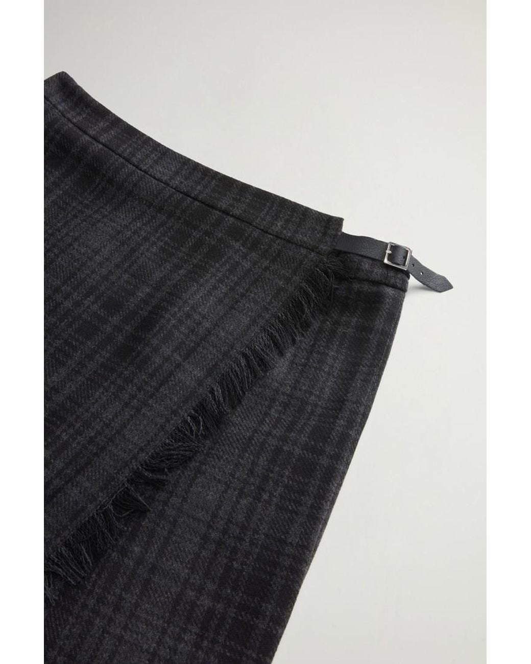 Falda A Cuadros De Mezcla De Lana Para Mujer Talla Woolrich de color Black