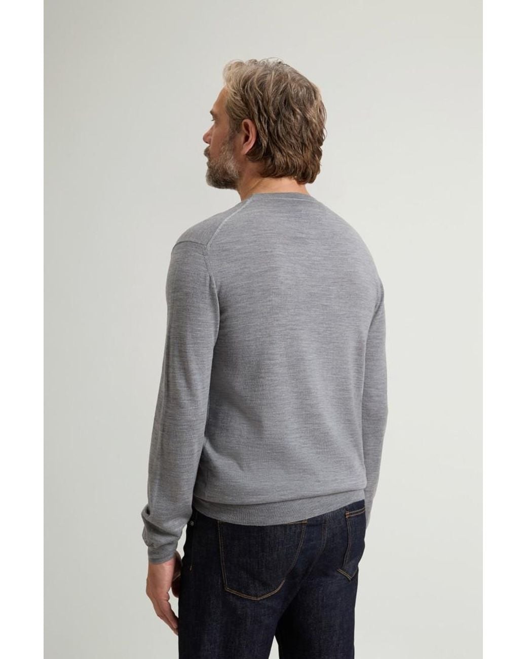 Jersey De Cuello Redondo De Pura Lana Virgen Merina Para Hombre Talla Woolrich de hombre de color Gray