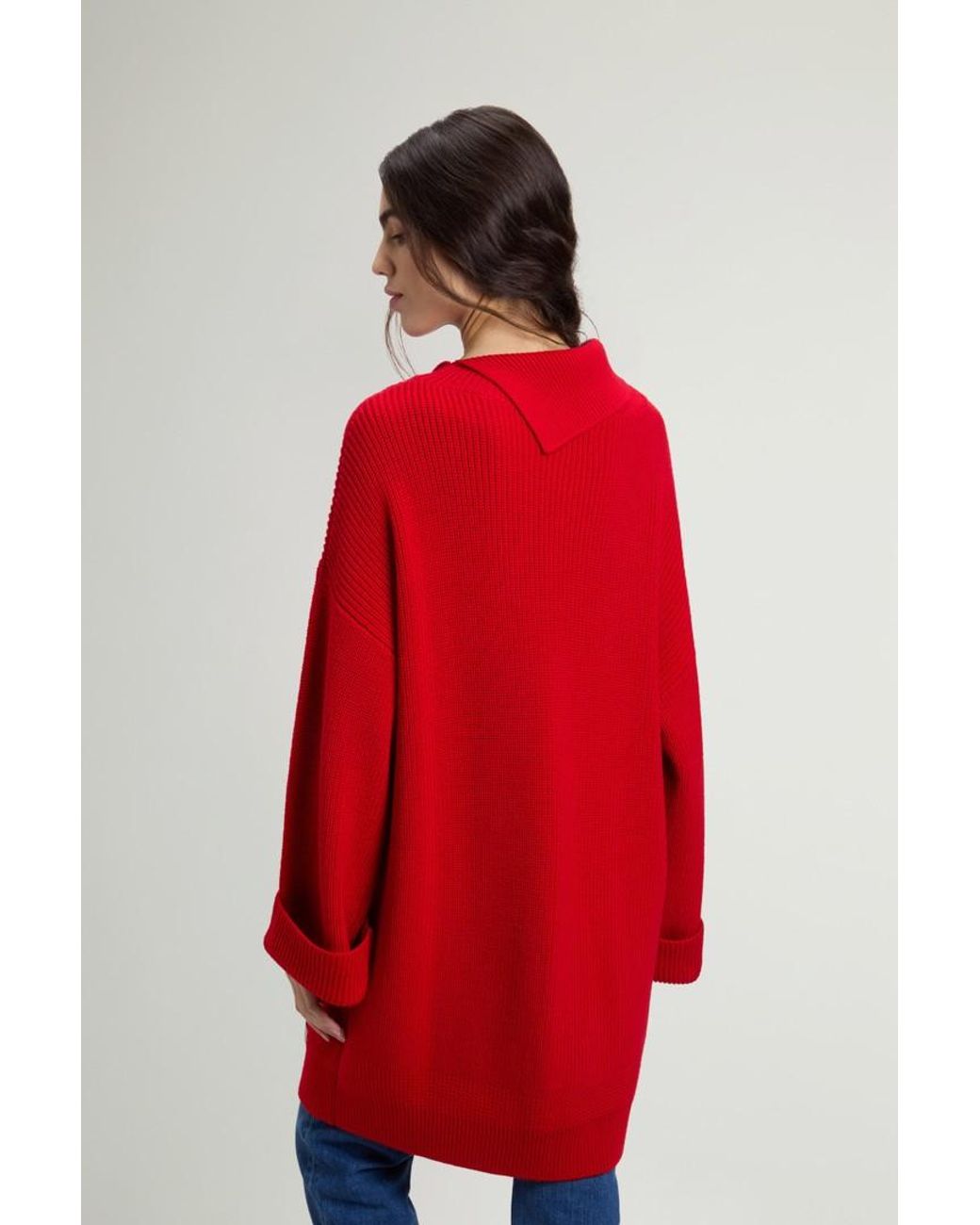 Jersey De Cuello Alto De Pura Lana Virgen Merina Para Mujer Talla Woolrich de color Red