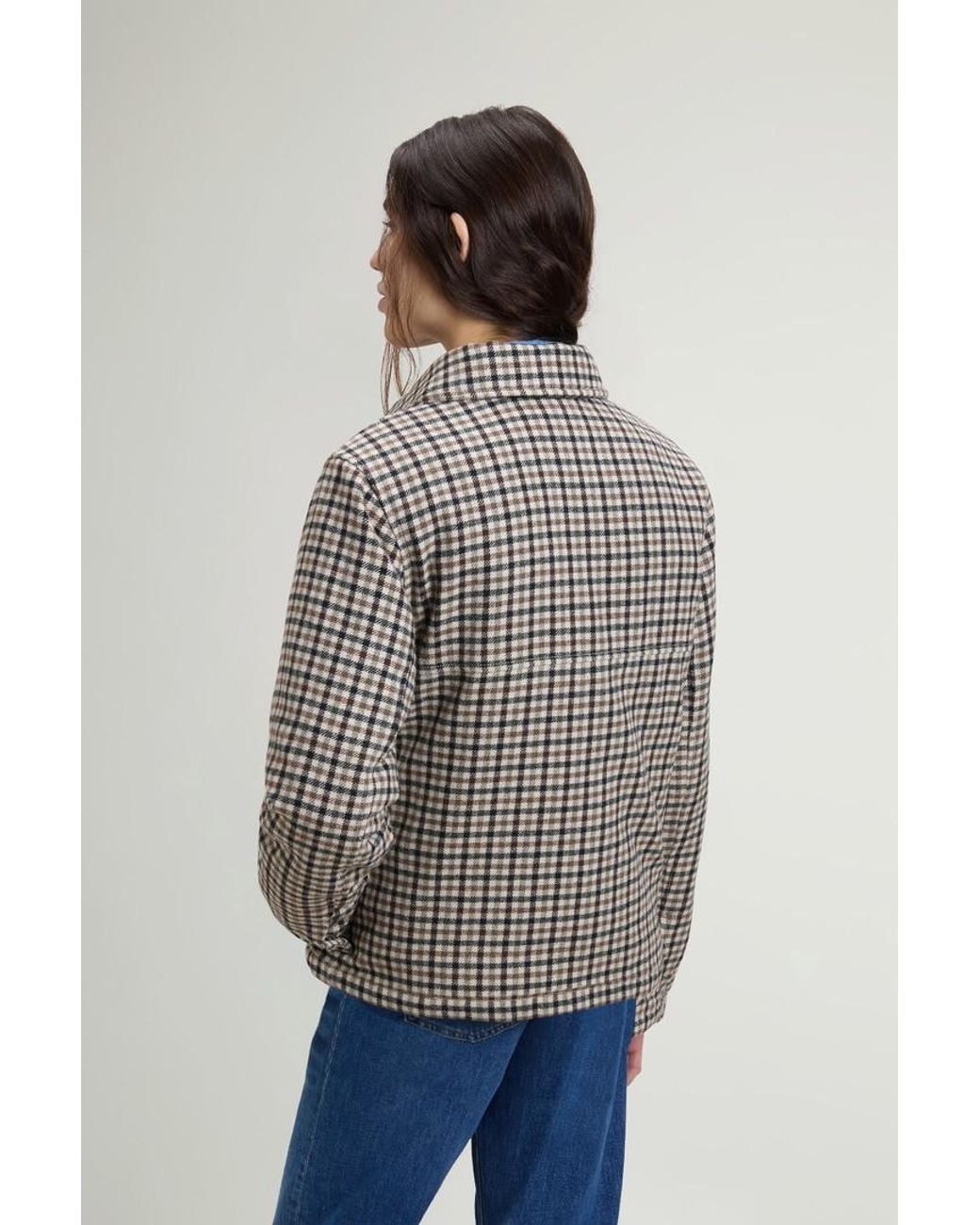 Chaqueta Camisera Alaskan A Cuadros De Mezcla De Lana Acolchada Para Mujer Talla Woolrich de color Blue