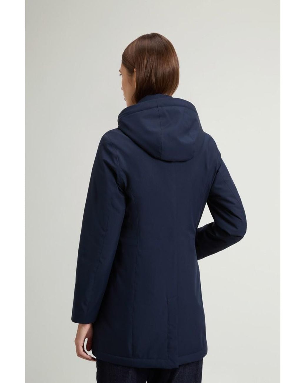 Abrigo De Light Stretch Con Capucha Extraíble Para Mujer Talla Woolrich de color Blue