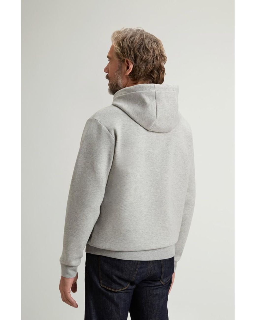 Sudadera Con Capucha En Mezcla De Algodón Interlock Para Hombre Talla Woolrich de hombre de color Gray