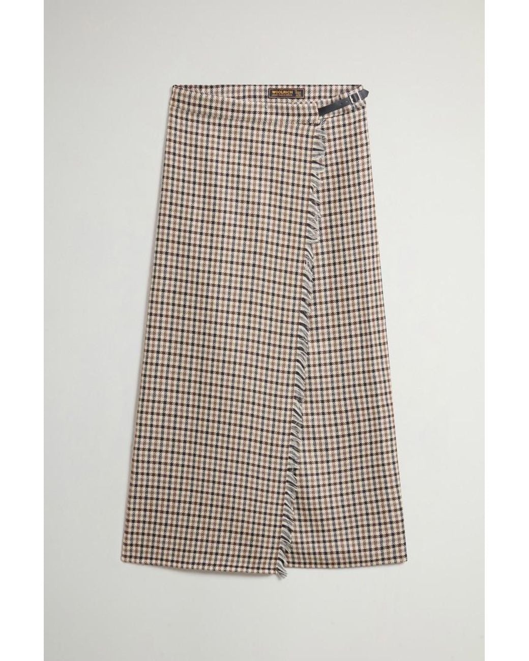 Falda A Cuadros De Mezcla De Lana Para Mujer Talla Woolrich de color Natural