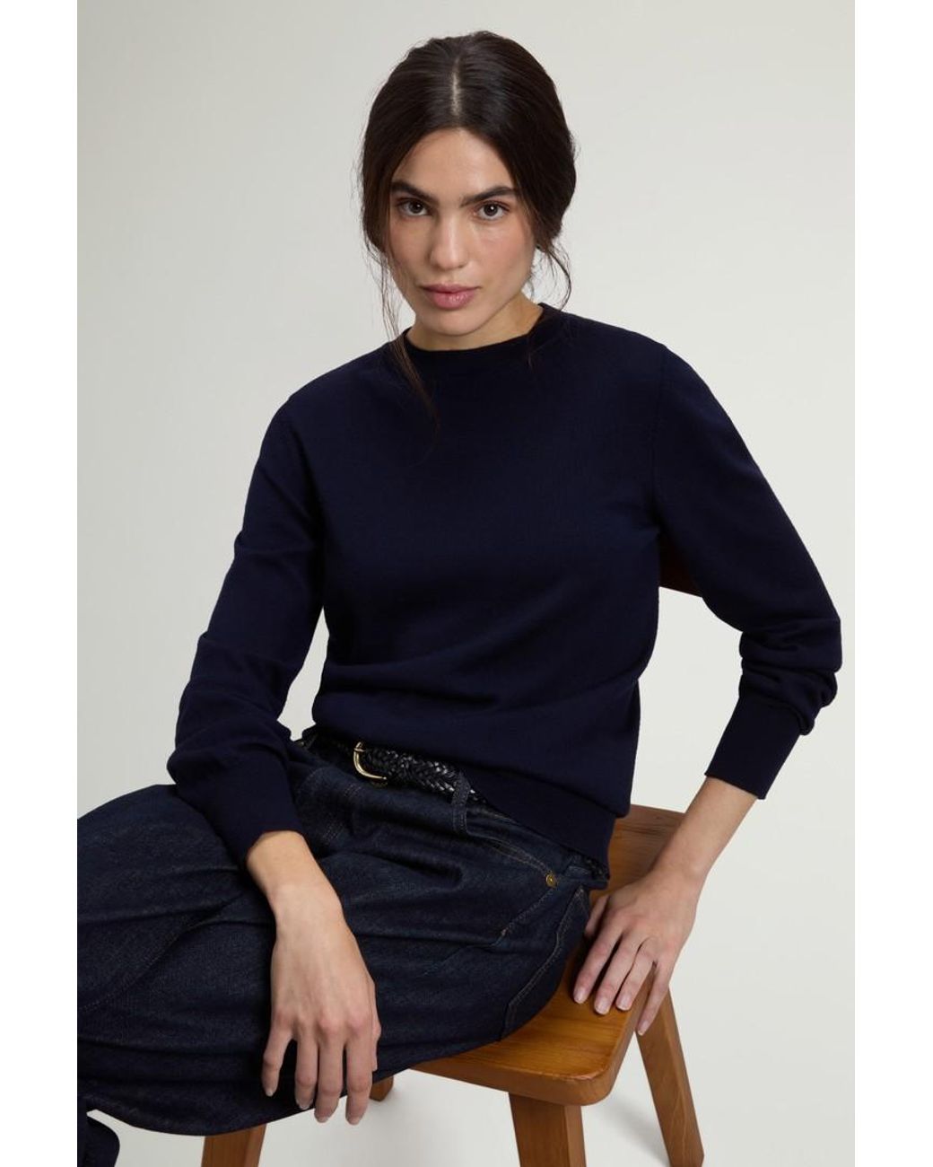 Jersey De Pura Lana Virgen Merina Para Mujer Talla Woolrich de color Blue