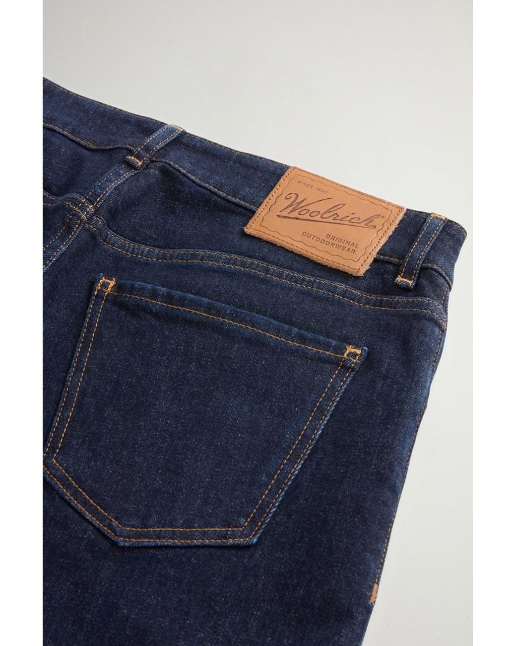 Pantalones De Pernera Ancha Y Cinco Bolsillos En Denim De Algodón Elástico Para Mujer Talla Woolrich de color Blue