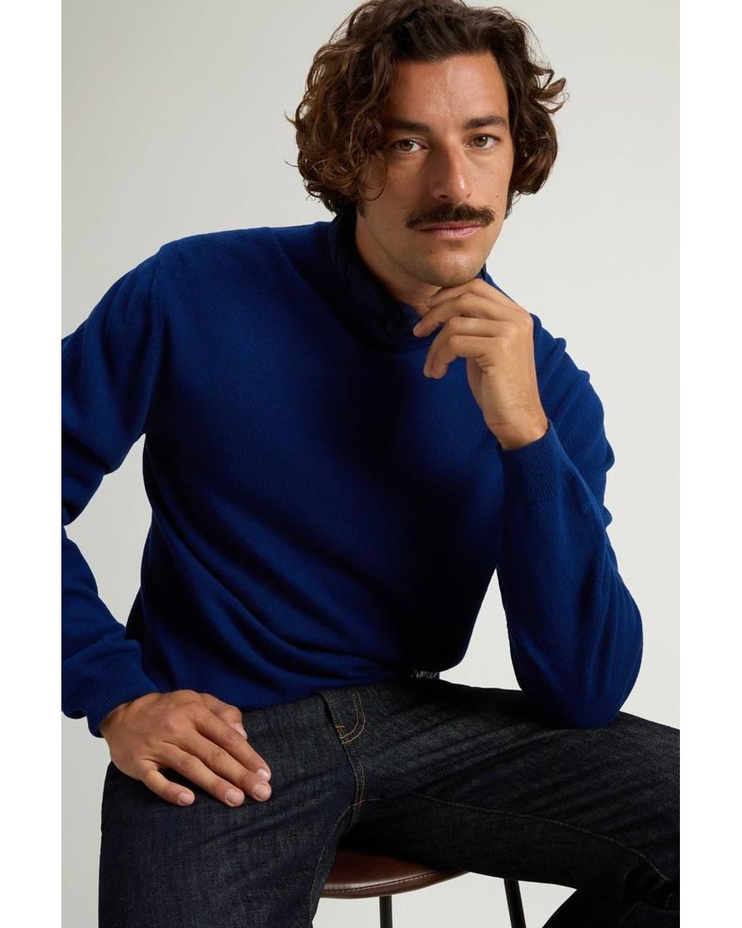 Jersey De Cuello Redondo De Pura Lana Virgen Para Hombre Talla Woolrich de hombre de color Blue