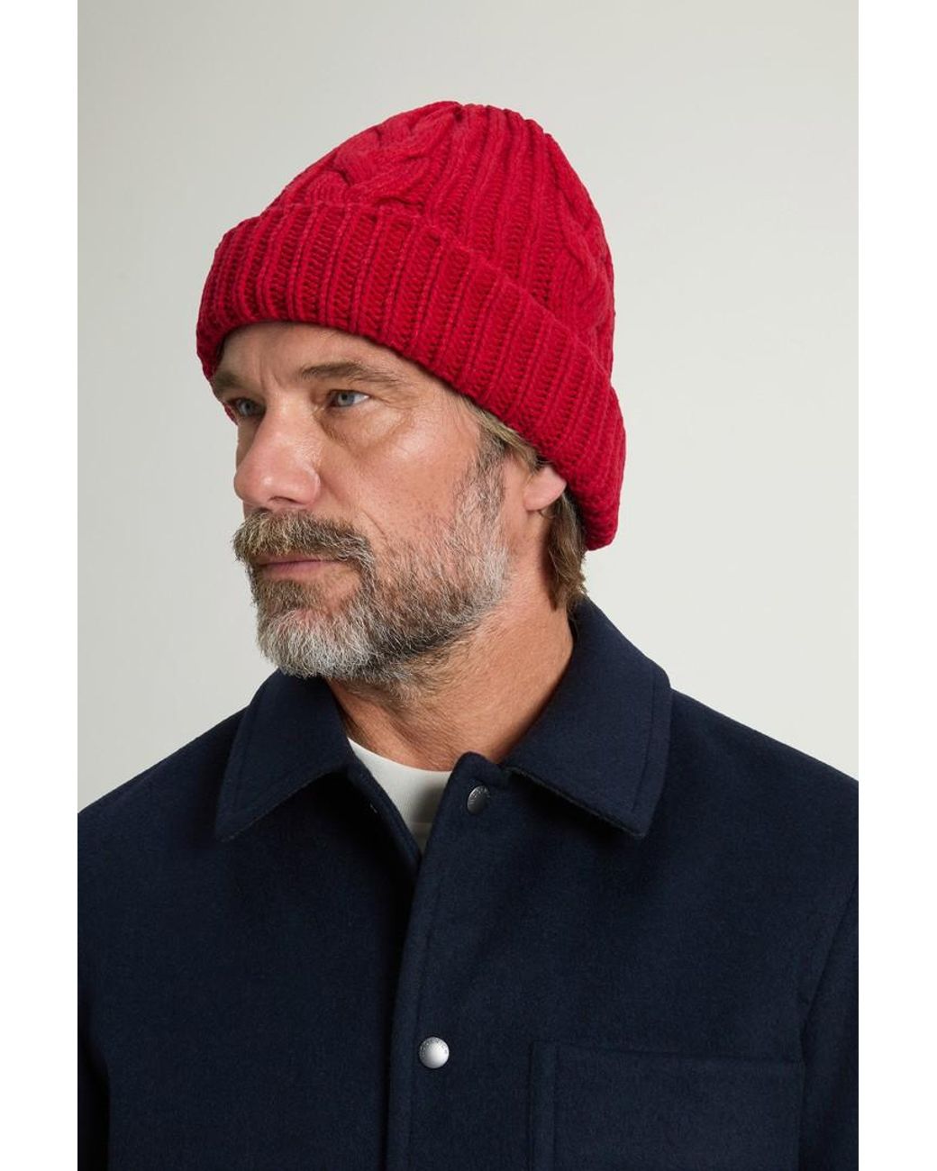 Gorro De Mezcla De Lana Y Algodón Para Hombre Talla Woolrich de hombre de color Red