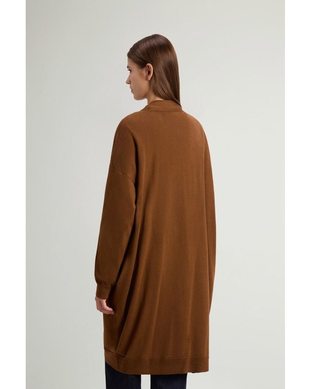 Cárdigan Largo De Pura Lana Virgen Merina Para Mujer Talla Woolrich de color Brown