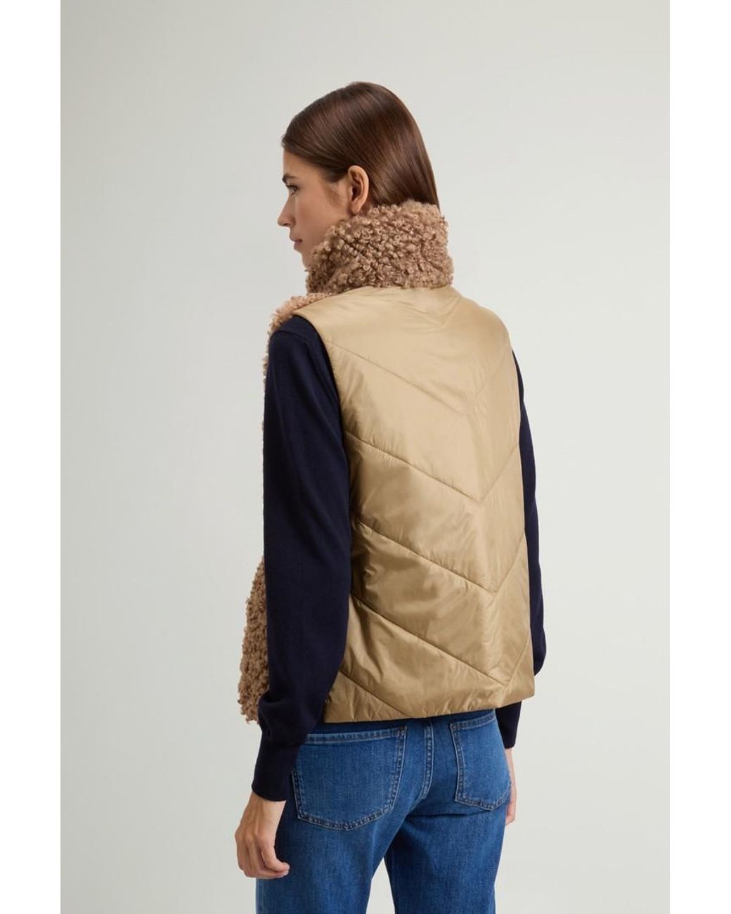 Chaleco Híbrido De Pelo Sintético Y Nailon Acolchado Para Mujer Talla Woolrich de color Blue