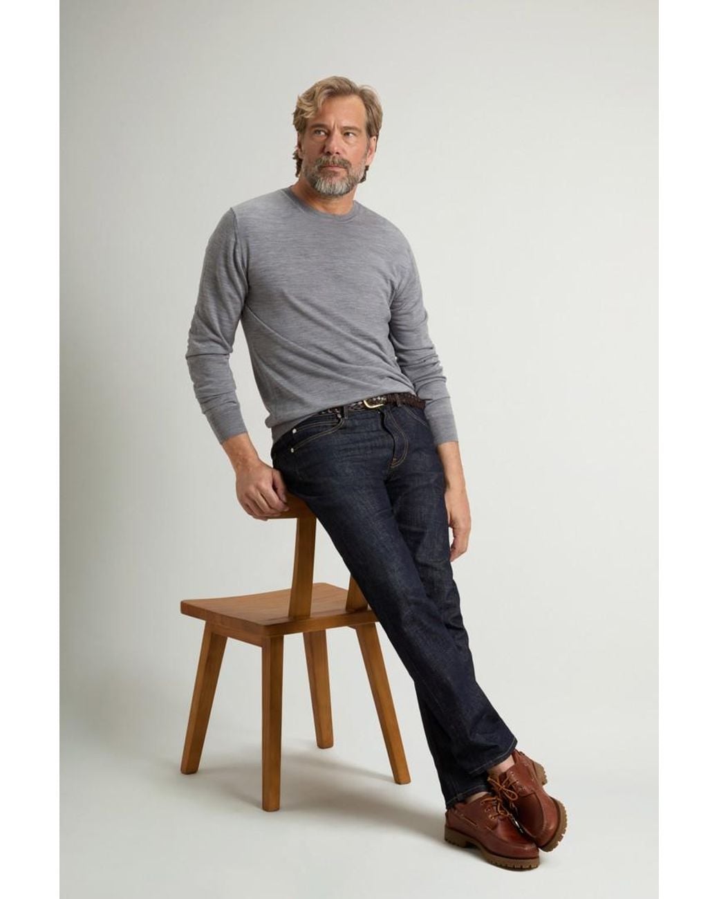 Jersey De Cuello Redondo De Pura Lana Virgen Merina Para Hombre Talla Woolrich de hombre de color Gray