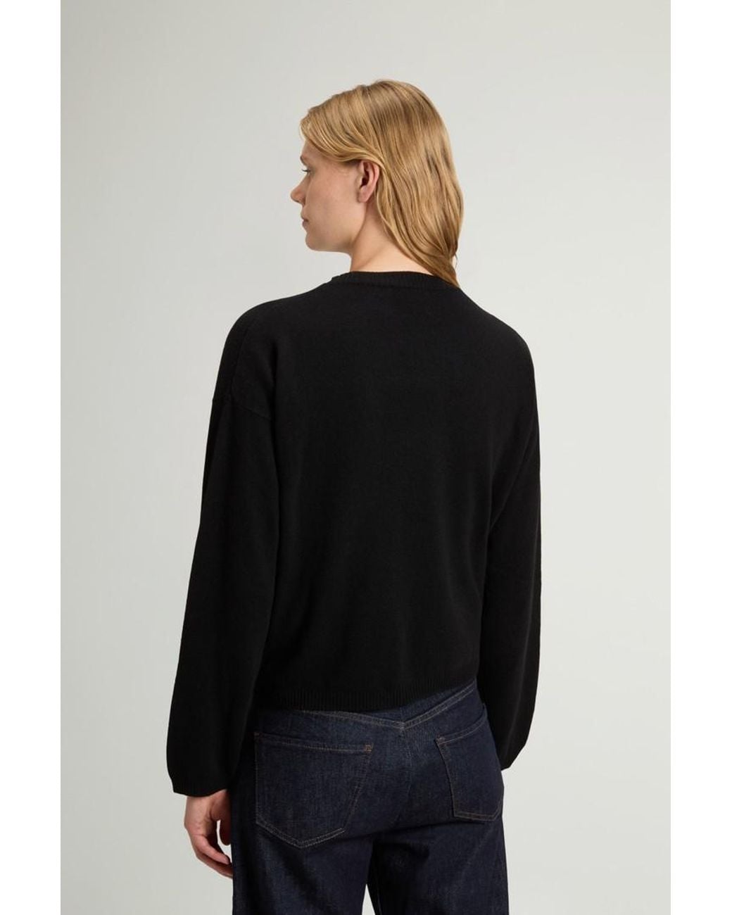 Jersey De Cuello Redondo De Mezcla De Lana Y Cachemira Para Mujer Talla Woolrich de color Black