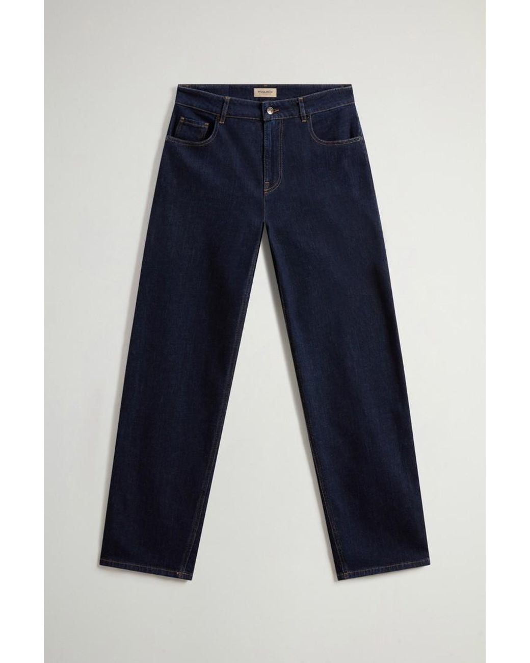 Pantalones De Pernera Ancha Y Cinco Bolsillos En Denim De Algodón Elástico Para Mujer Talla Woolrich de color Blue