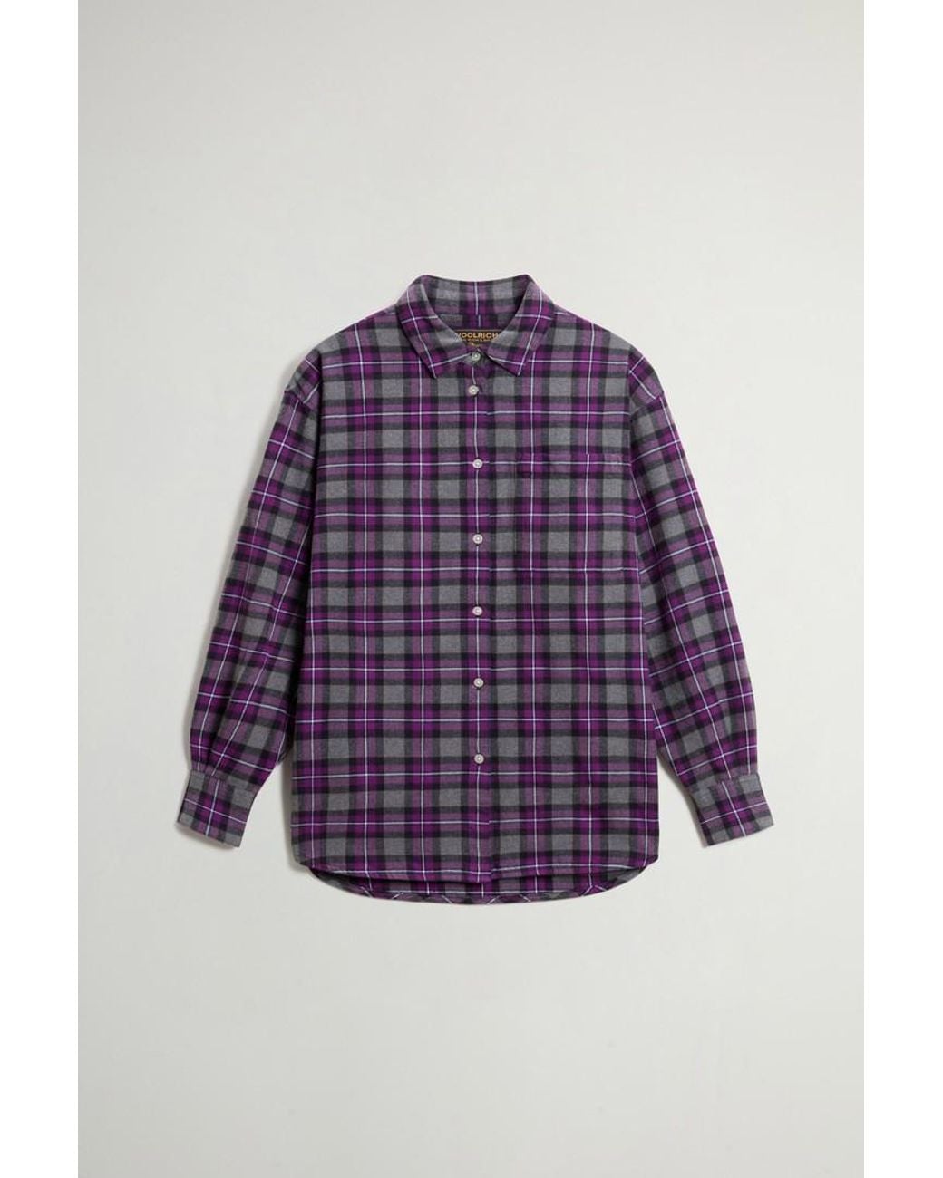Camisa A Cuadros De Franela De Puro Algodón Para Mujer Talla Woolrich de color Purple