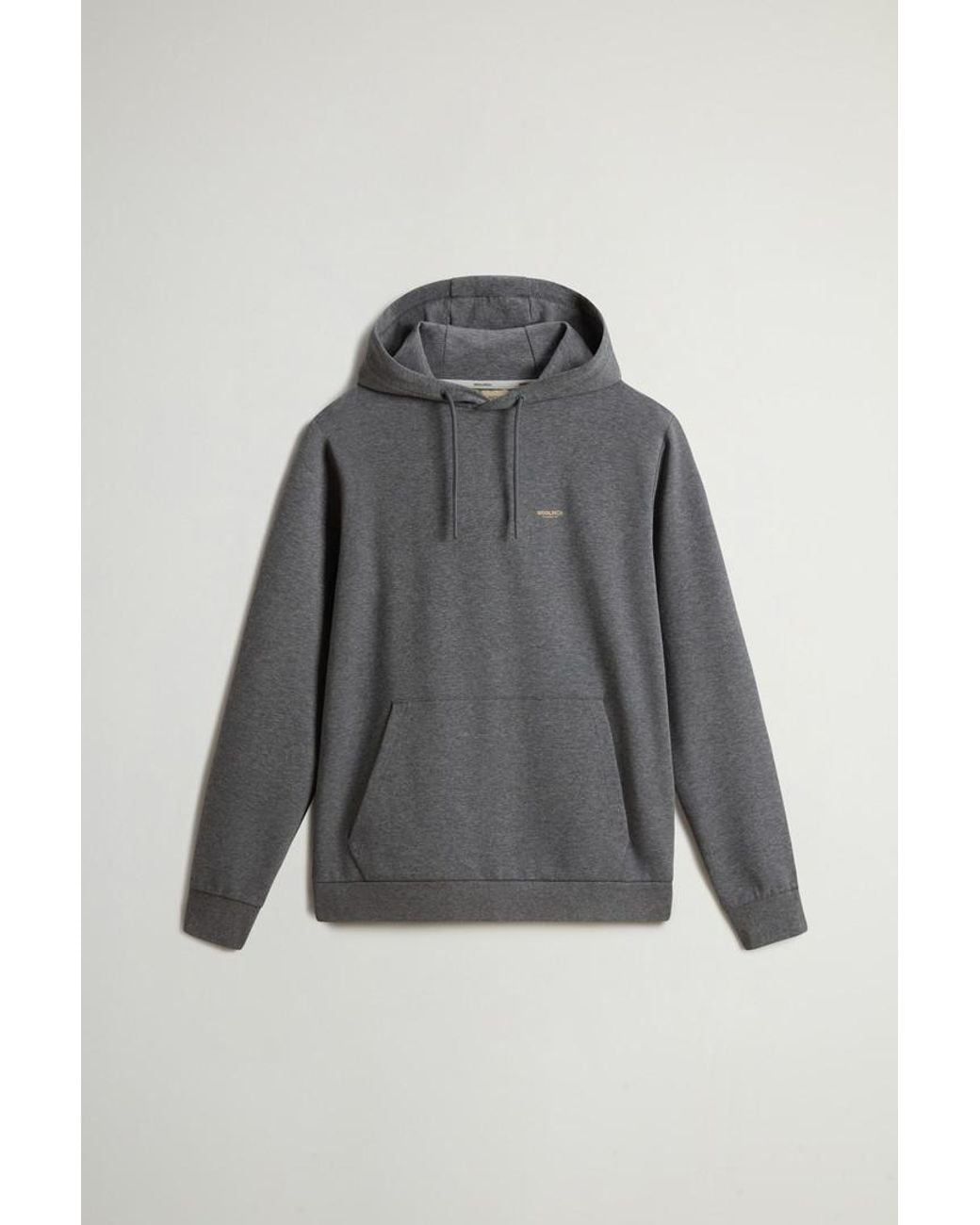 Sudadera Con Capucha En Mezcla De Algodón Interlock Para Hombre Talla Woolrich de hombre de color Gray