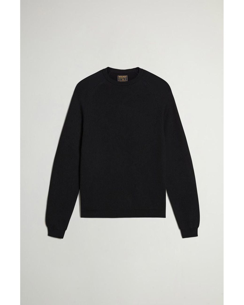 Jersey De Cuello Redondo De Pura Lana Virgen Merina Para Hombre Talla Woolrich de hombre de color Black