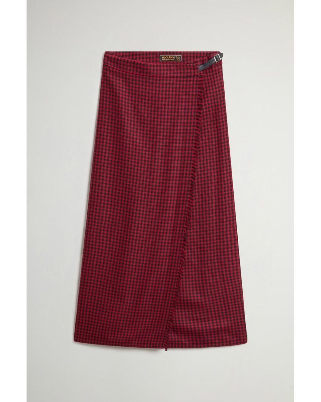 Falda A Cuadros De Mezcla De Lana Para Mujer Talla Woolrich de color Red