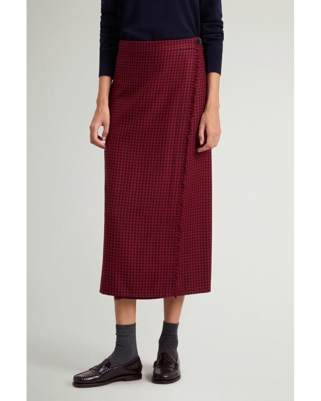 Falda A Cuadros De Mezcla De Lana Para Mujer Talla Woolrich de color Red