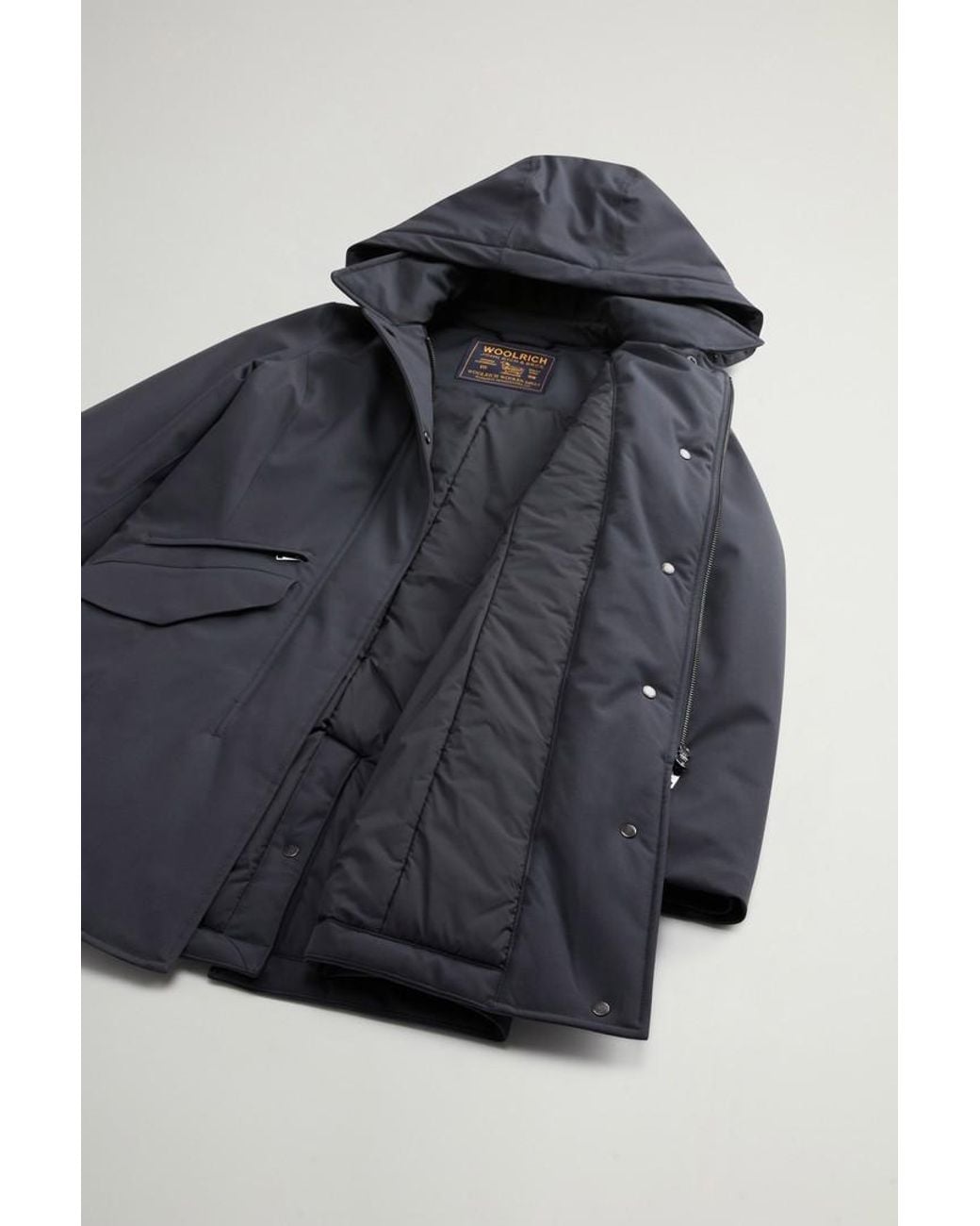 Abrigo De Light Stretch Con Capucha Extraíble Para Mujer Talla Woolrich de color Blue