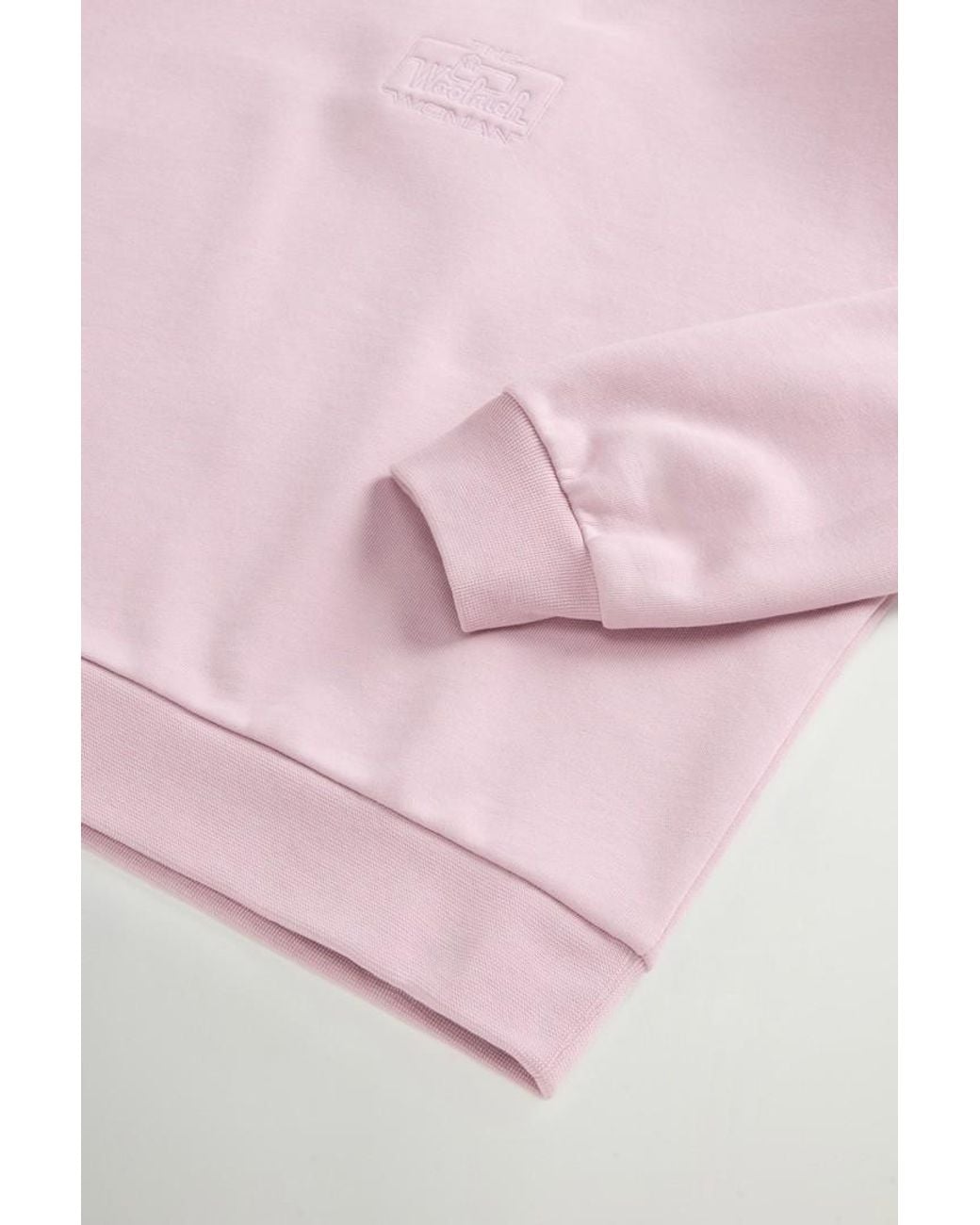 Sudadera De Cuello Redondo De Puro Algodón Para Mujer Talla Woolrich de color Pink