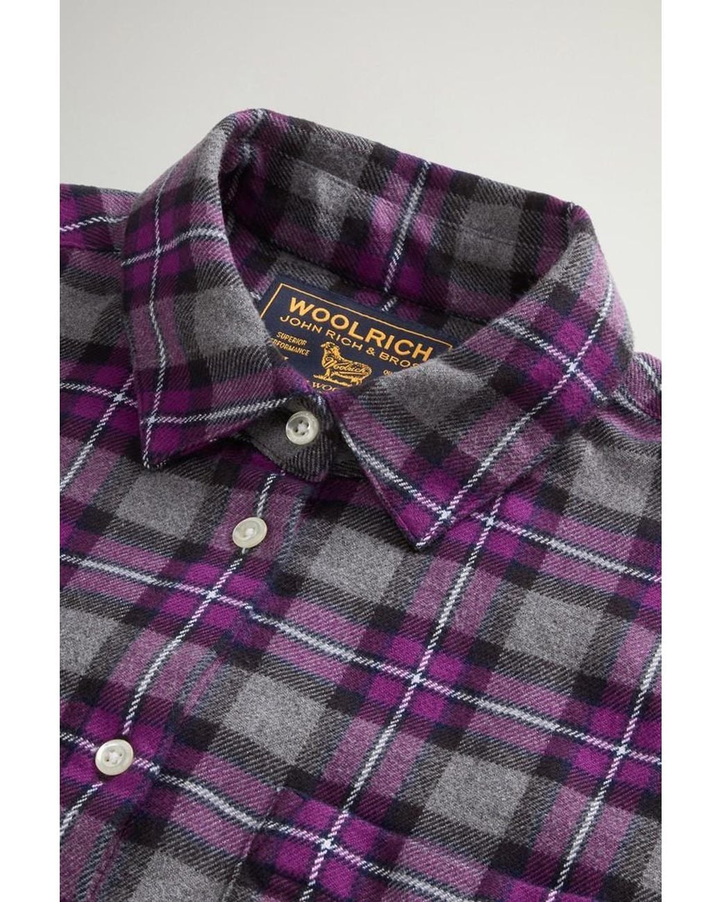 Camisa A Cuadros De Franela De Puro Algodón Para Mujer Talla Woolrich de color Purple