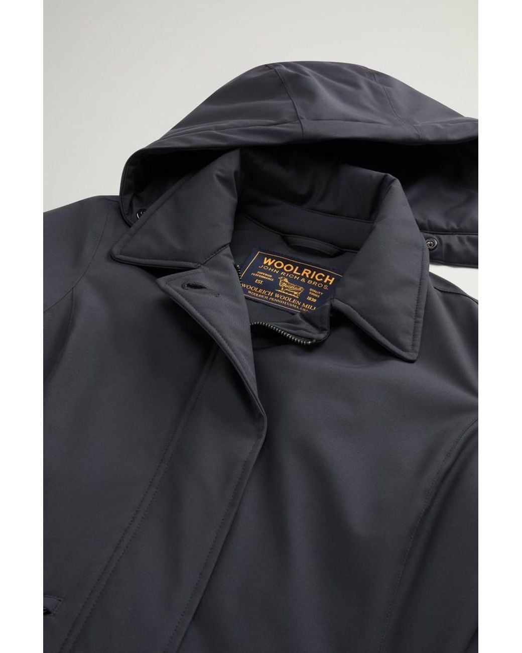 Abrigo De Light Stretch Con Capucha Extraíble Para Mujer Talla Woolrich de color Blue