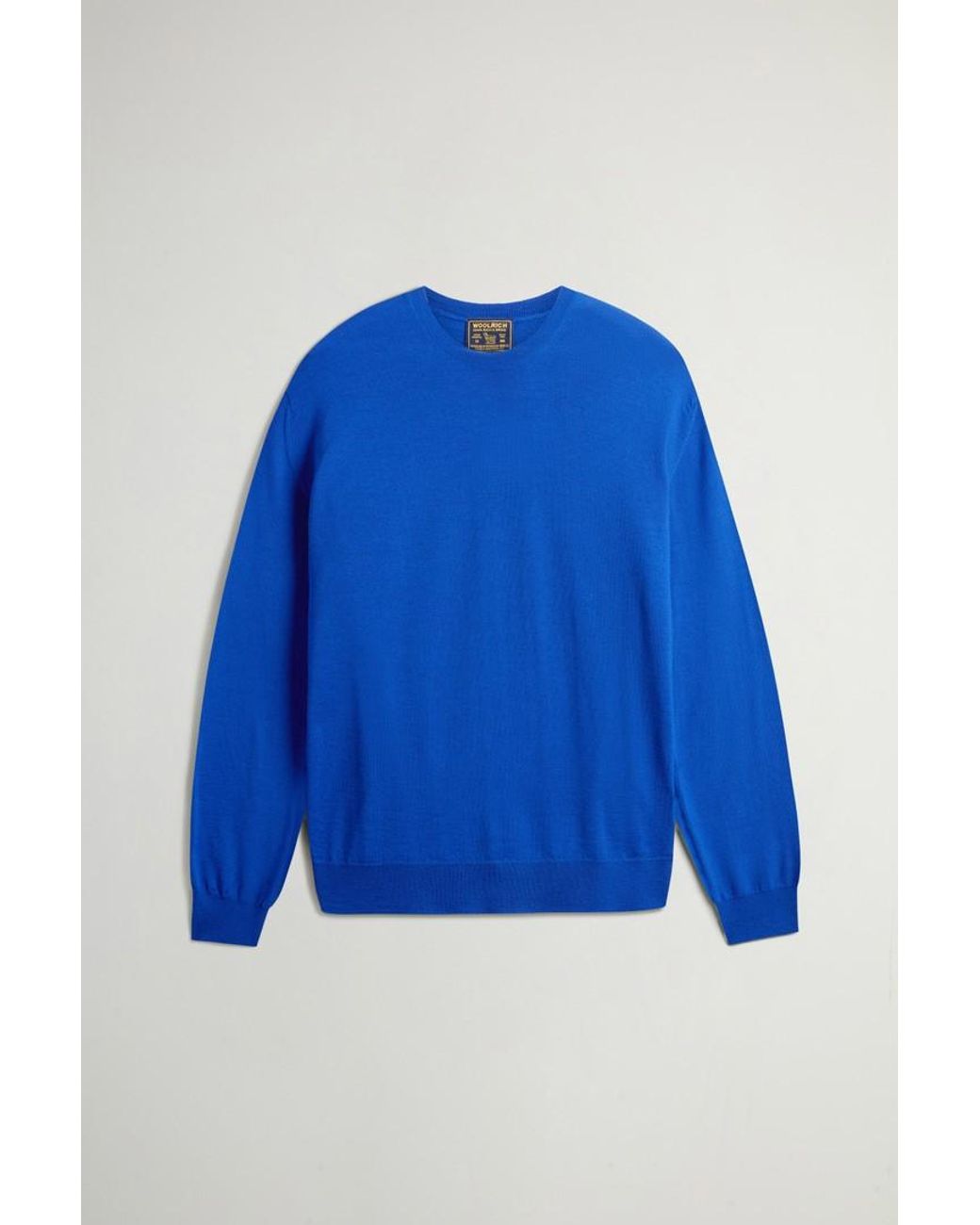Jersey De Cuello Redondo De Pura Lana Virgen Merina Para Hombre Talla Woolrich de hombre de color Blue