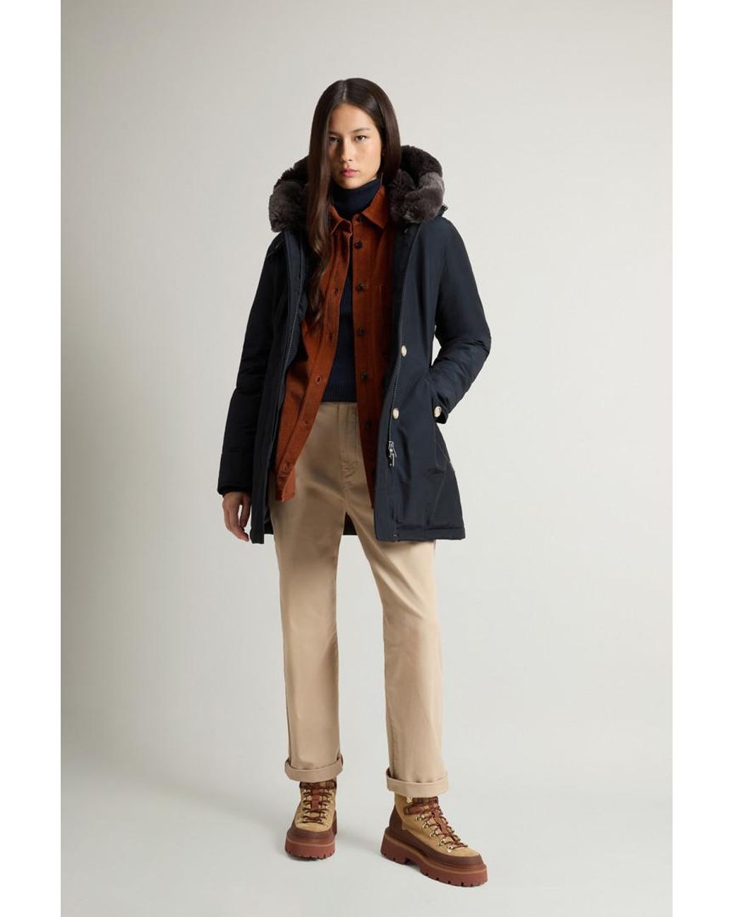 Echtfell Army Parka Mit Fell Echtfell Winterparka Olive Damen