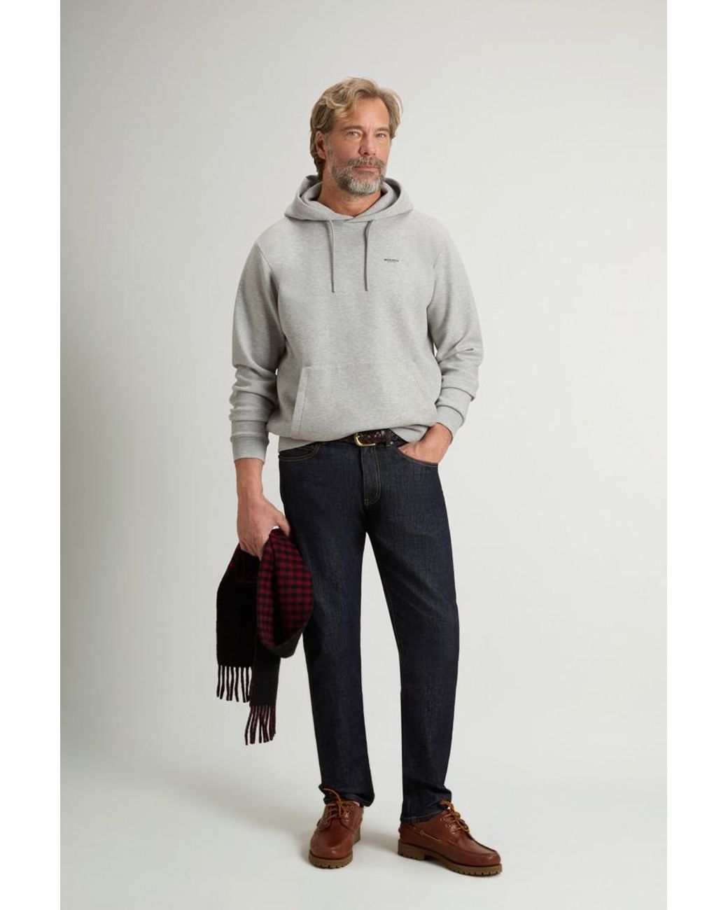 Sudadera Con Capucha En Mezcla De Algodón Interlock Para Hombre Talla Woolrich de hombre de color Gray