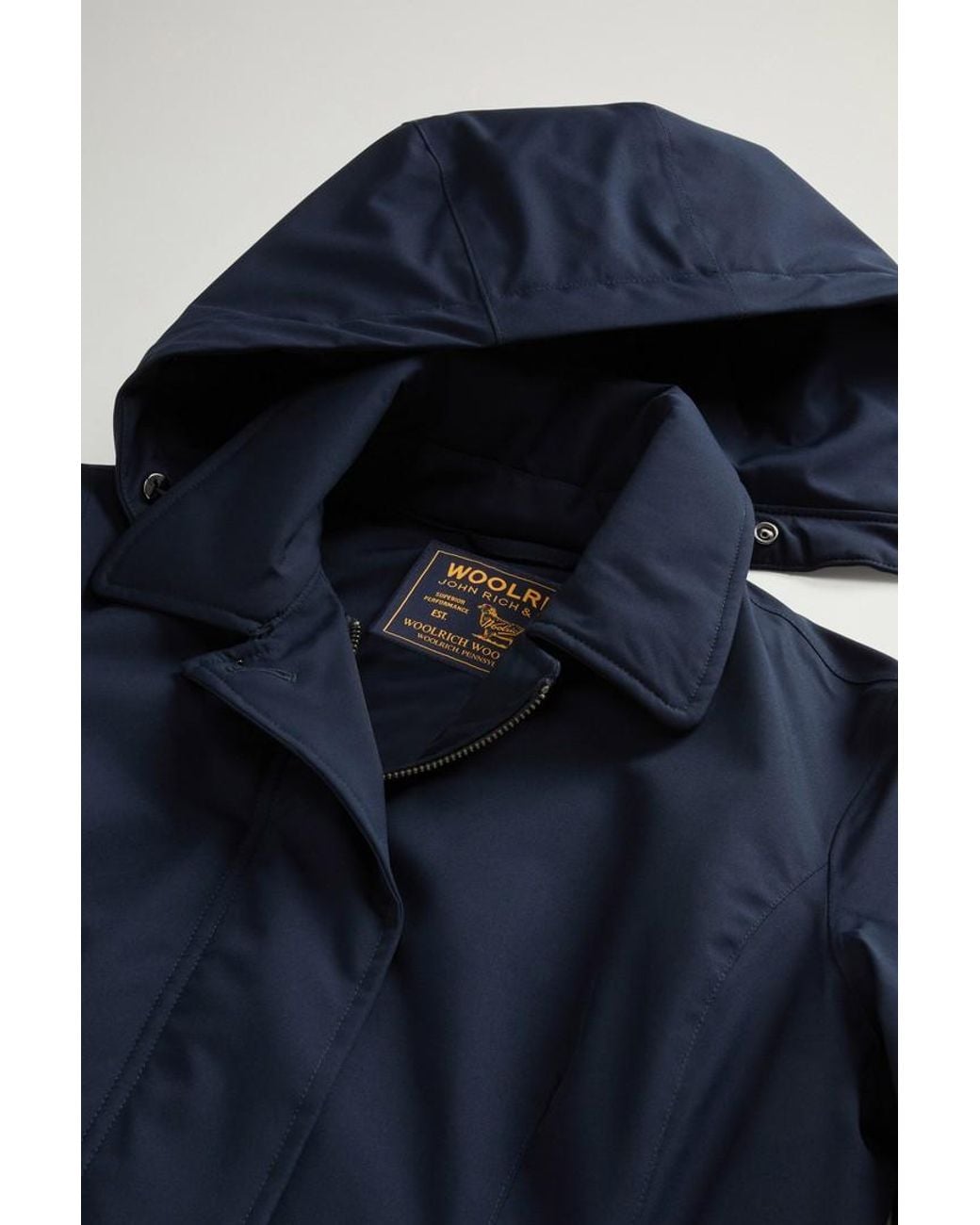 Abrigo De Light Stretch Con Capucha Extraíble Para Mujer Talla Woolrich de color Blue