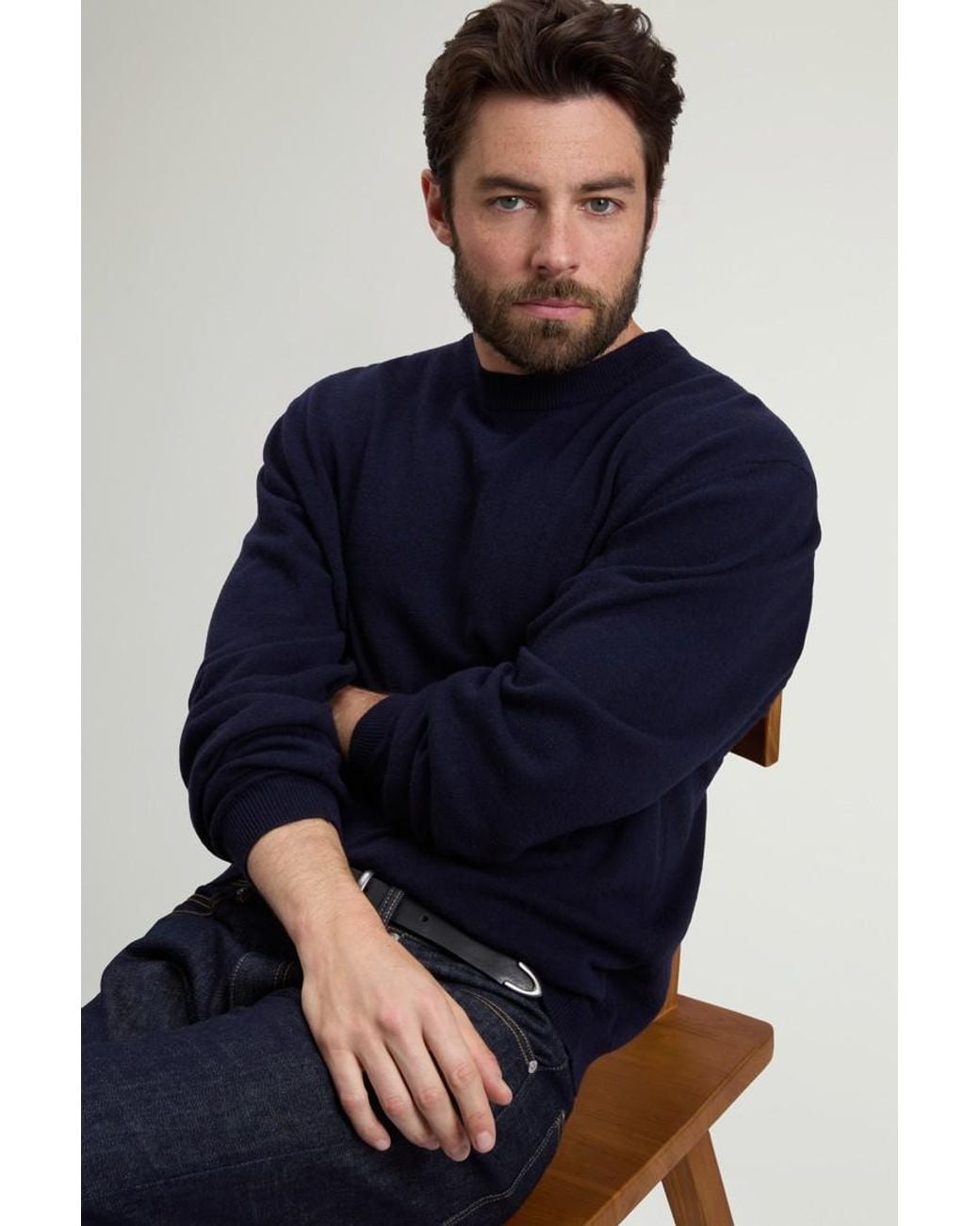 Jersey De Cuello Redondo De Pura Lana Virgen Para Hombre Talla Woolrich de hombre de color Blue