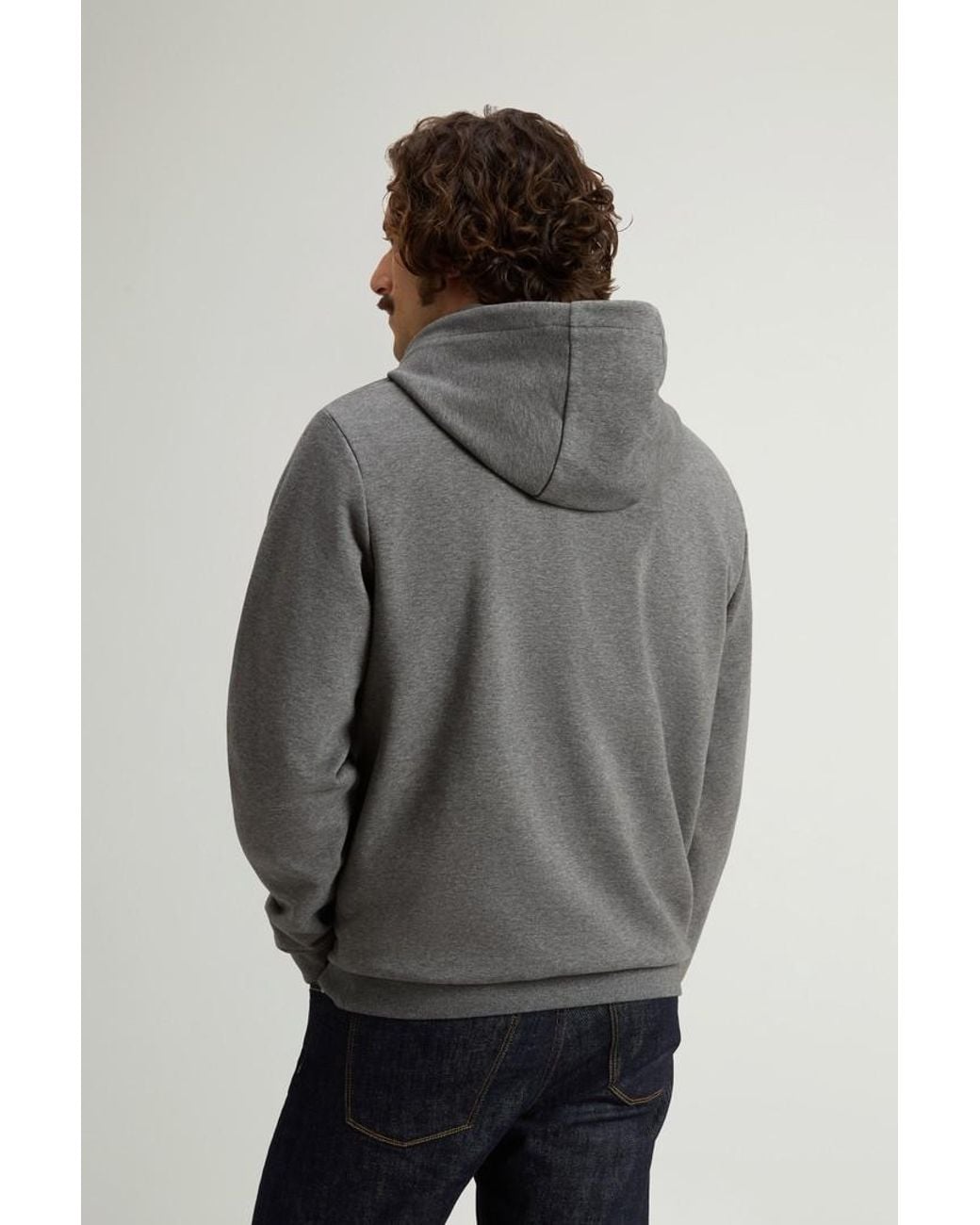Sudadera Con Capucha En Mezcla De Algodón Interlock Para Hombre Talla Woolrich de hombre de color Gray